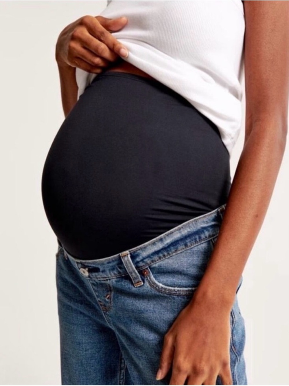 Abercrombie and Fitch The 90s Straight Maternity Jeans Blue Size 34/18 Long - Picture 6 of 14
